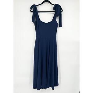 Reformation Edita Navy Blue Jersey Knit Dress With Pockets Size Medium M